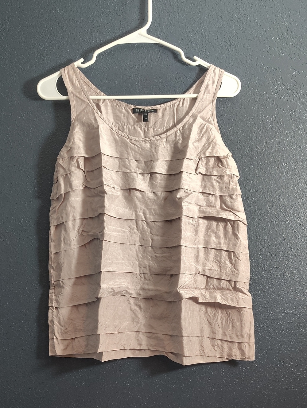Eileen Fisher Silk Light Blush Tiered Ruffle Camisole